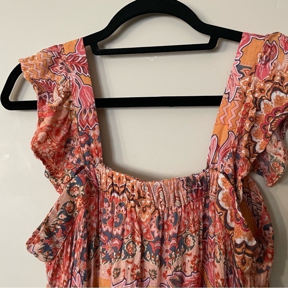 Knox Rose Yellow Paisley Flutter Short Sleeve Midi Dress - Picture 4 of 12